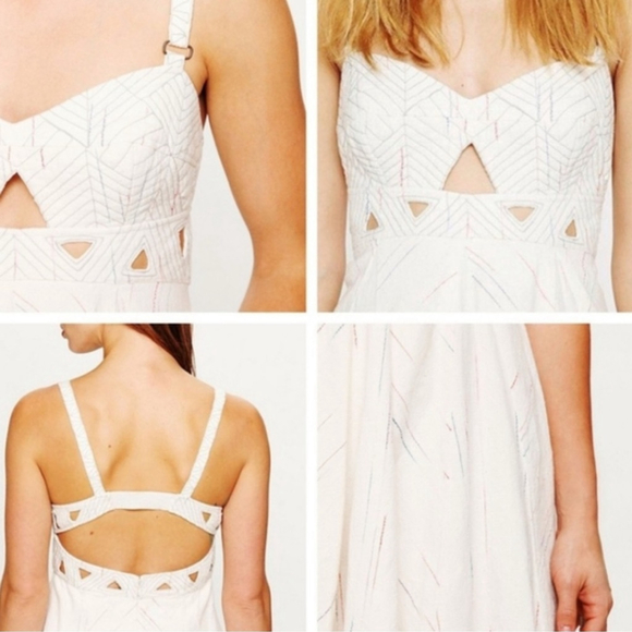 Free People New Romantics Olympic Flame Corset Cutout Boho Open Back Mini Dress - Picture 2 of 15